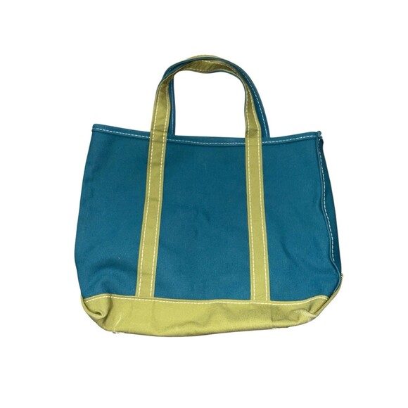 Vtg L.L. Bean Canvas Tote Bag Boat and Green Blue Rare Retro Medium Embroidered - Picture 2 of 6